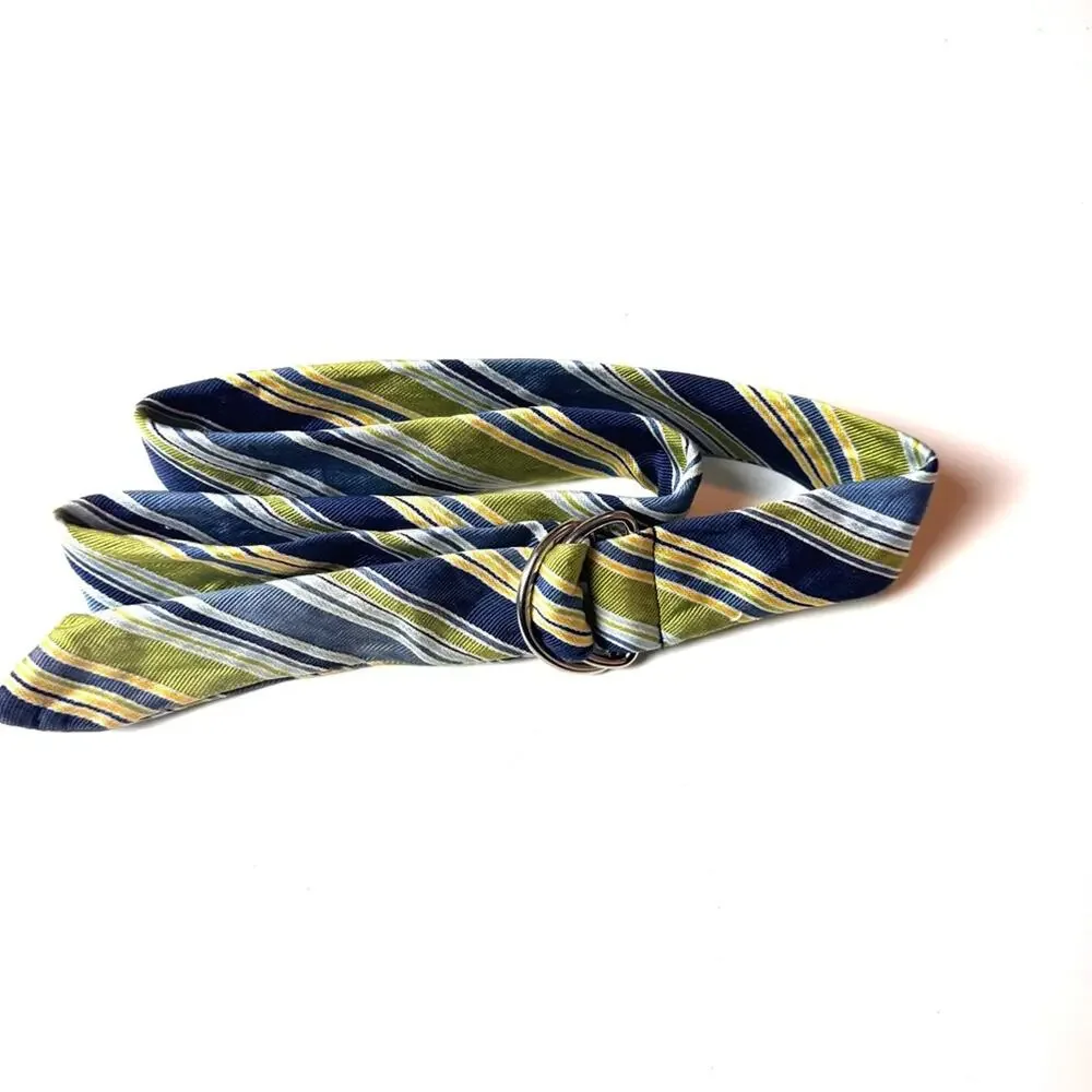 Old Navy  VIntage Y2K Style  Adjustable  Blue & Green Silk Tie Belt Sz S